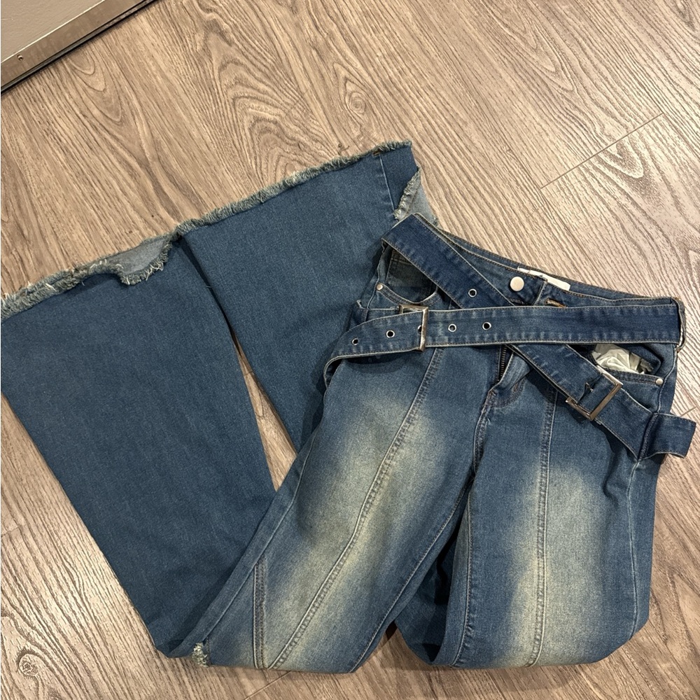 Fashion Nova Distressed Denim Flare Pants